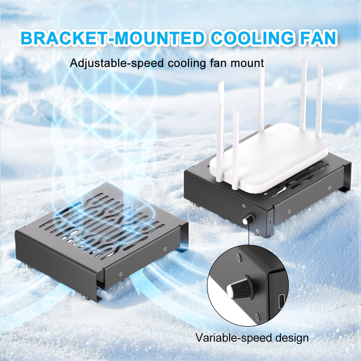 Quiet 120mm USB Fan, Aluminum Stand with Cooling Fan, Compatible with Mac mini - Desktop Organizer for Router, TV Box, Mini PC, Switch- Heat Dissipation Design for Home/Office Use (TF-120)