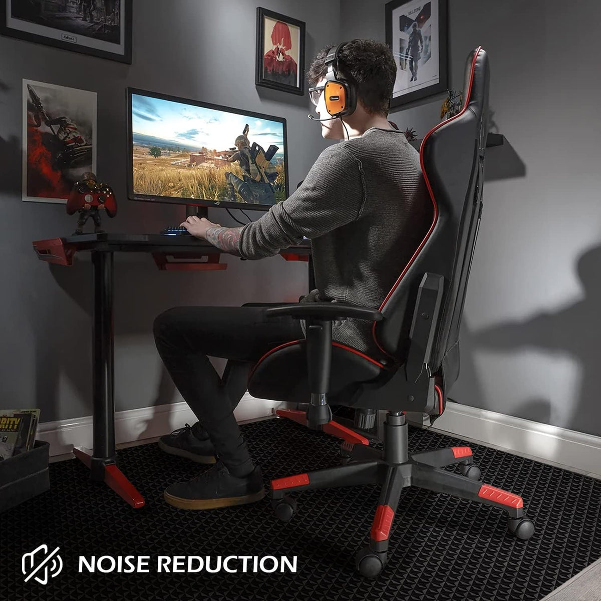 SALLOUS Chair Mat for Hard Floor, 63" x 51" Office Chair Mat for Hardwood Floor, Multi-Purpose Hard Floor Protector Under Desk Mat for Home Office, Non-Slip Vinyl Floor Mat for Gaming Chairs (Black)