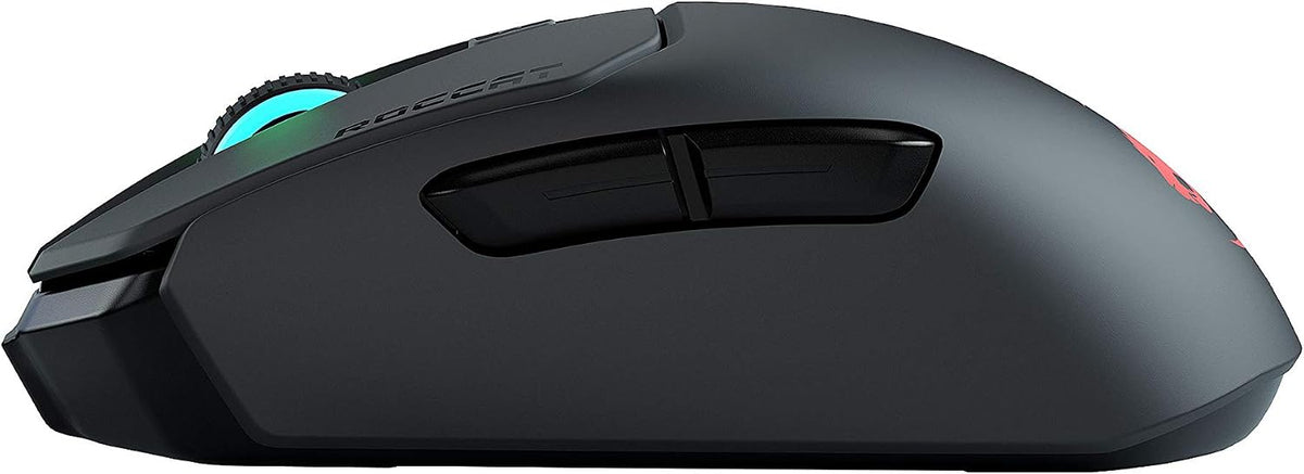 ROCCAT Kain 200 Wireless PC Gaming Mouse, AIMO RGB Backlit Lighting, Owl-Eye Optical Sensor, Ergonomic Mouse Feel, 5 Side Buttons, Adjustable Up to 16,000 DPI, Up to 50 Hour Battery Life, Black