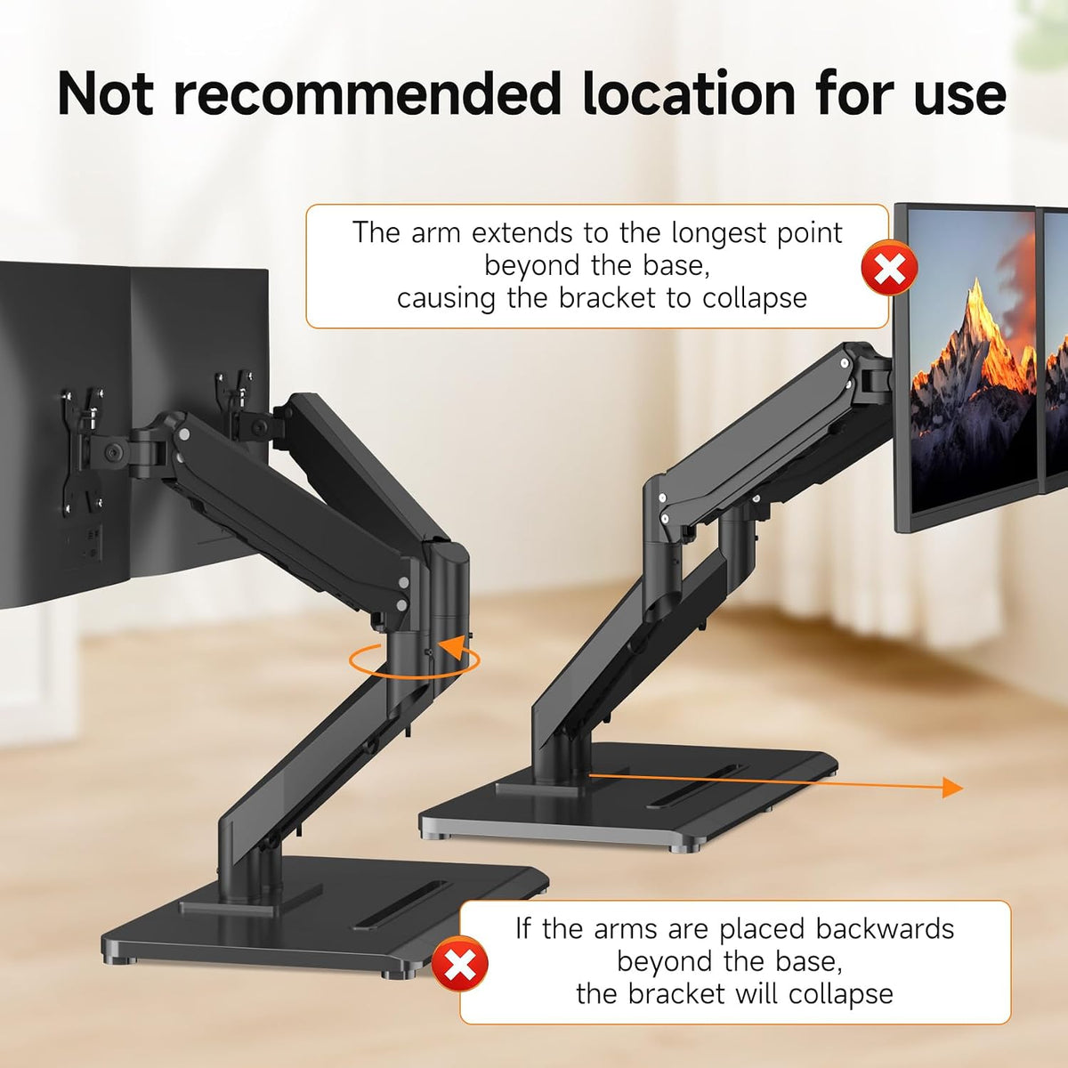 Pholiten Adjustable Dual Monitor Arms with Base for 17-32" Screens