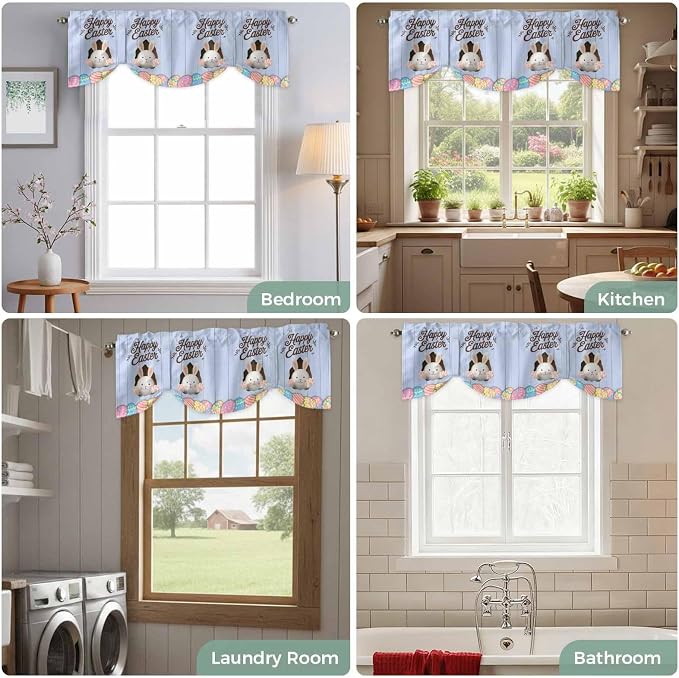 Blue Easter Tie Up Valance Curtains
