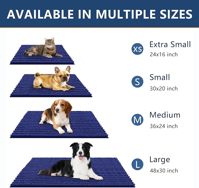Smiry Dog Door Mat for Muddy Paws 47x32, Absorbent Dirt Trapper, Non-Slip