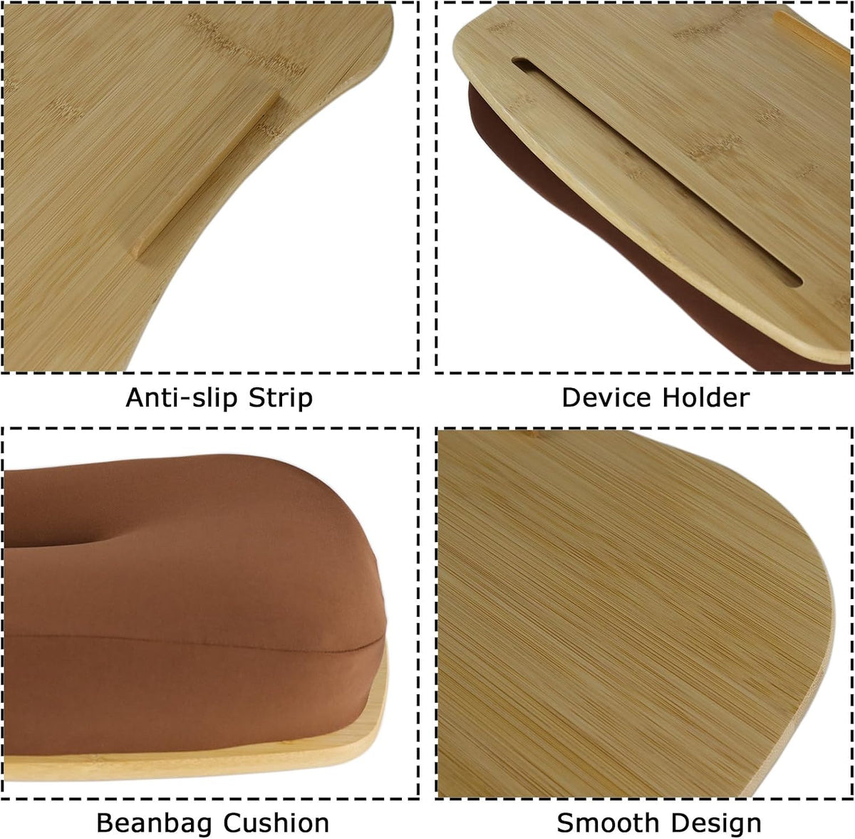 Bamboo Lap Desk for Laptop with Cushion-Fits up to 17 inch