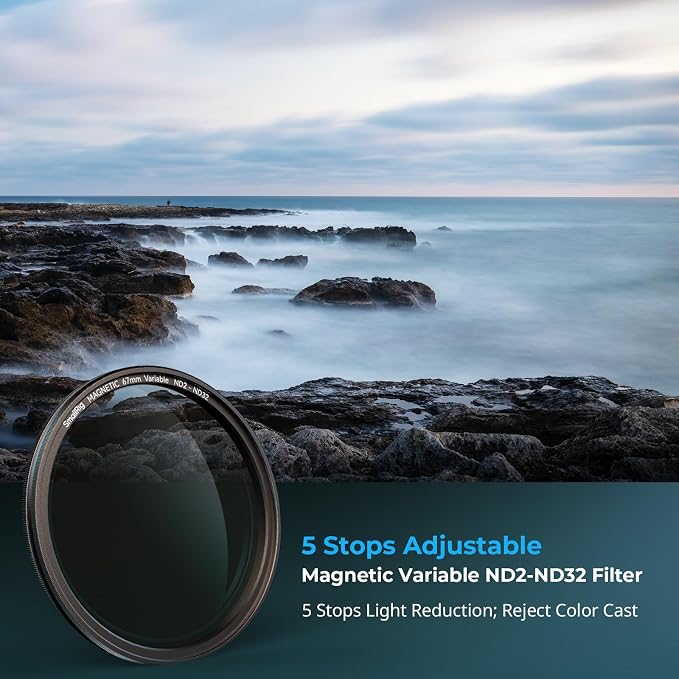 SmallRig 67mm Magnetic Variable ND Filter ND2-ND32 + 67mm Threaded Filter Ring