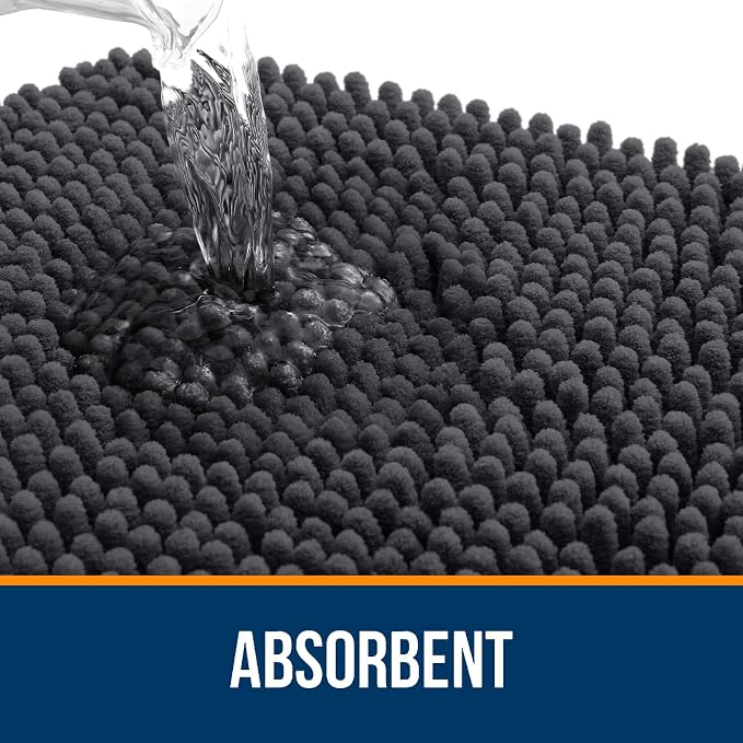 OLANLY Bathroom Rugs 32x20, Extra Soft Absorbent Chenille Bath Rugs, Rubber