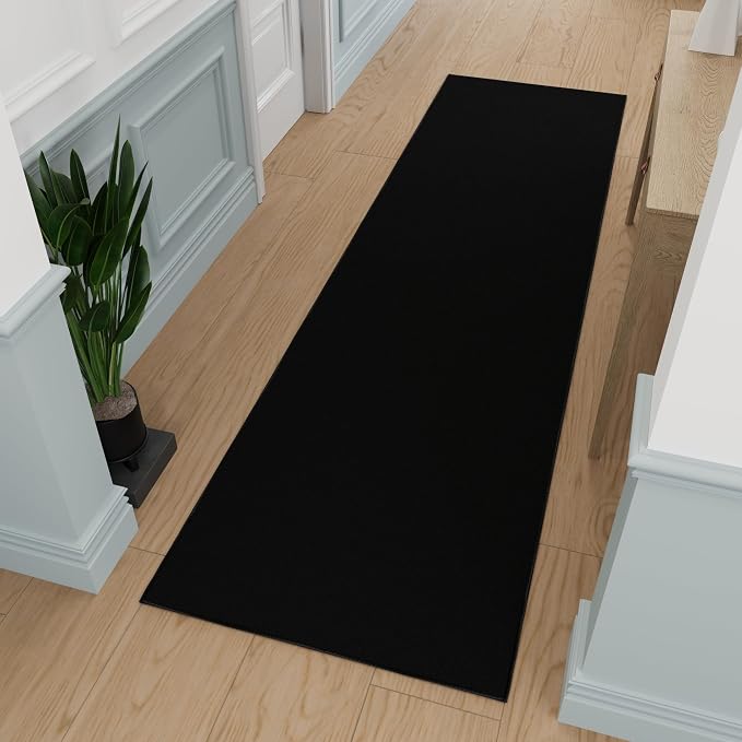 Ottomanson Hallway Runner Rug 1'10" x 12' Non Slip Solid Area Rugs Easy to