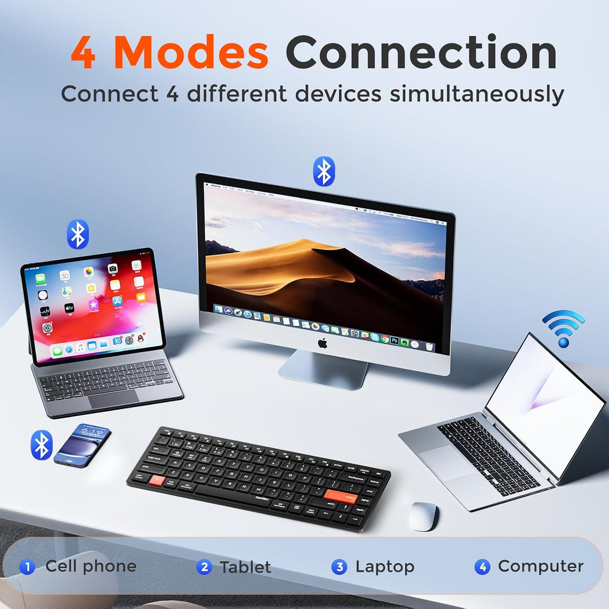 DAREU Wireless Rechargeable Keyboard, Slim Mini Wireless Keyboard