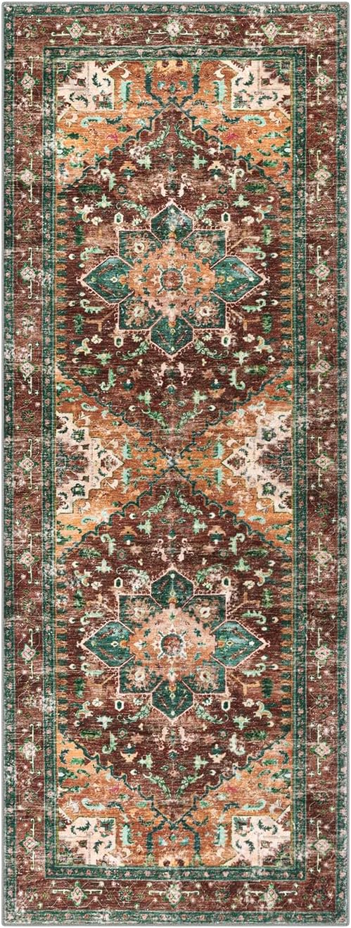 Yamaziot Washable Runner Rug, 2x6 Non-Slip Boho Vintage Hallway Rug Runner
