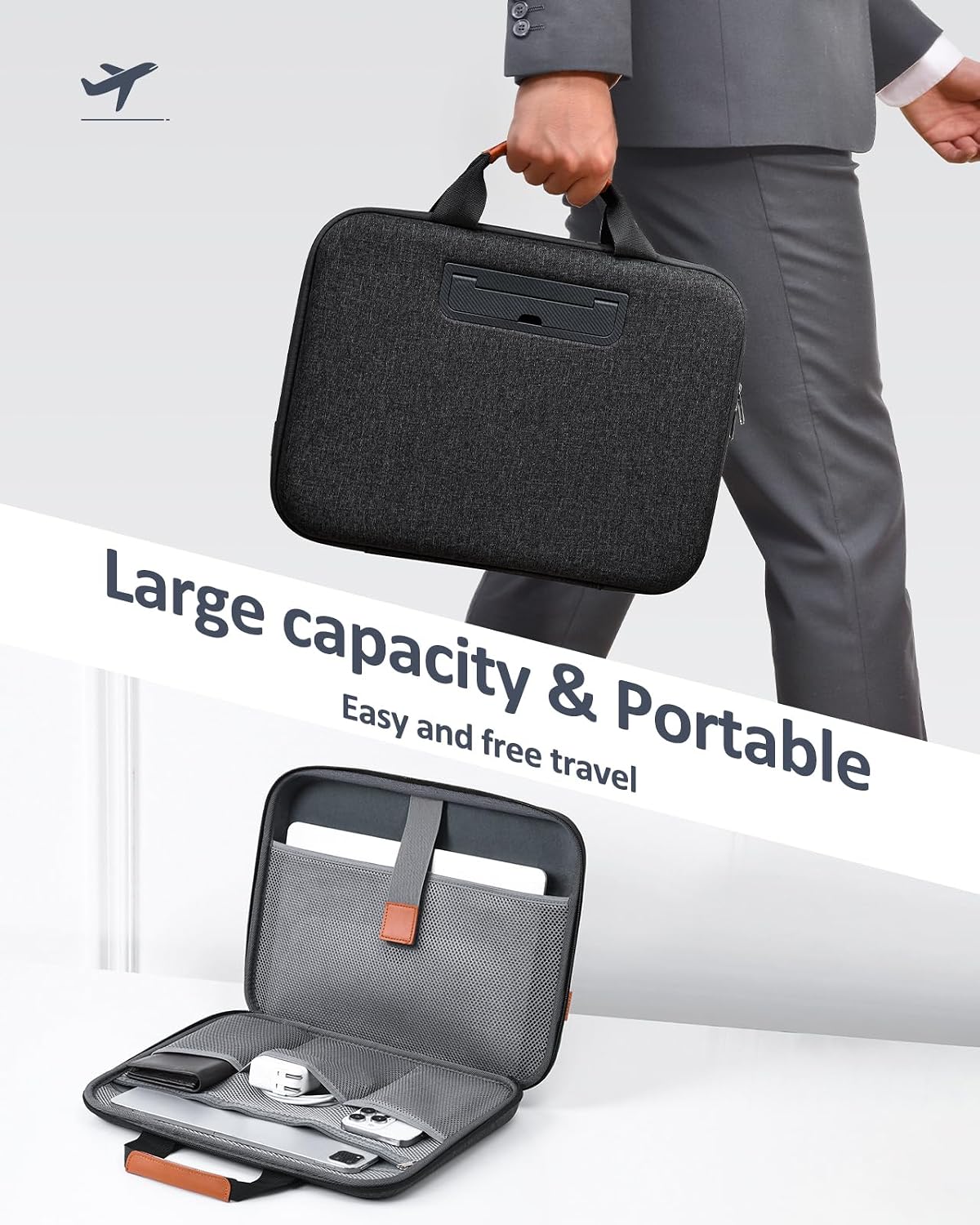 14 Inch Hard Laptop Sleeve 2 in 1 Lap Desk for HP MAC Dell- Black