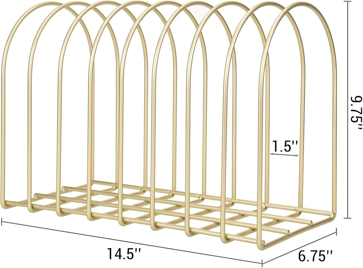 MyGift Brass Metal Wire File Desk Organizer Binder Holder with 8 Wide Slots
