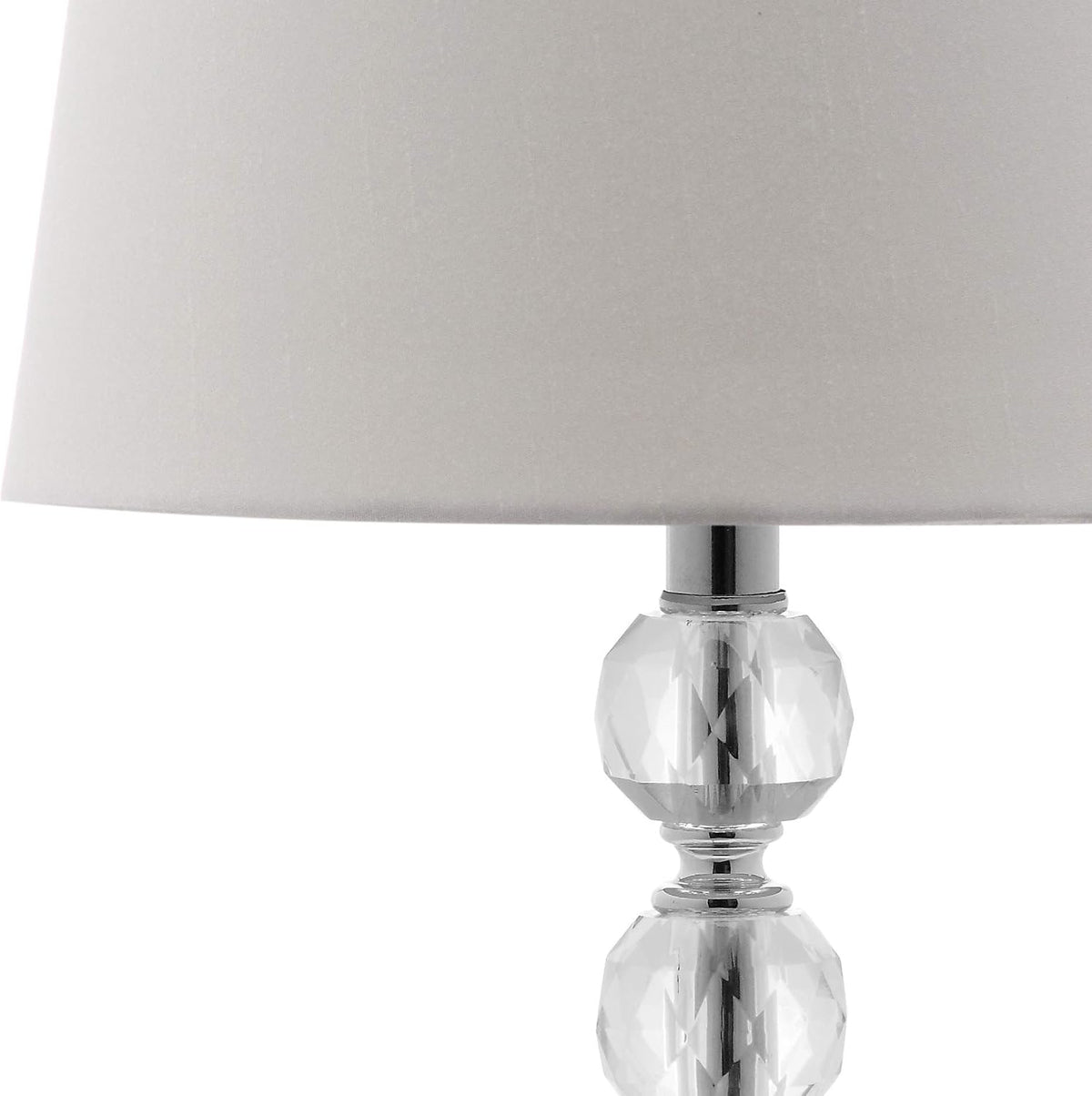 SAFAVIEH Lighting - Nola 16-Inch Crystal Ball Table Lamp Set of 2 - White Fabric Shade - Stacked Body Design - Ideal for Living Room, Bedroom, Entryway, Office - LED Bulbs Included (LIT4123C-SET2)