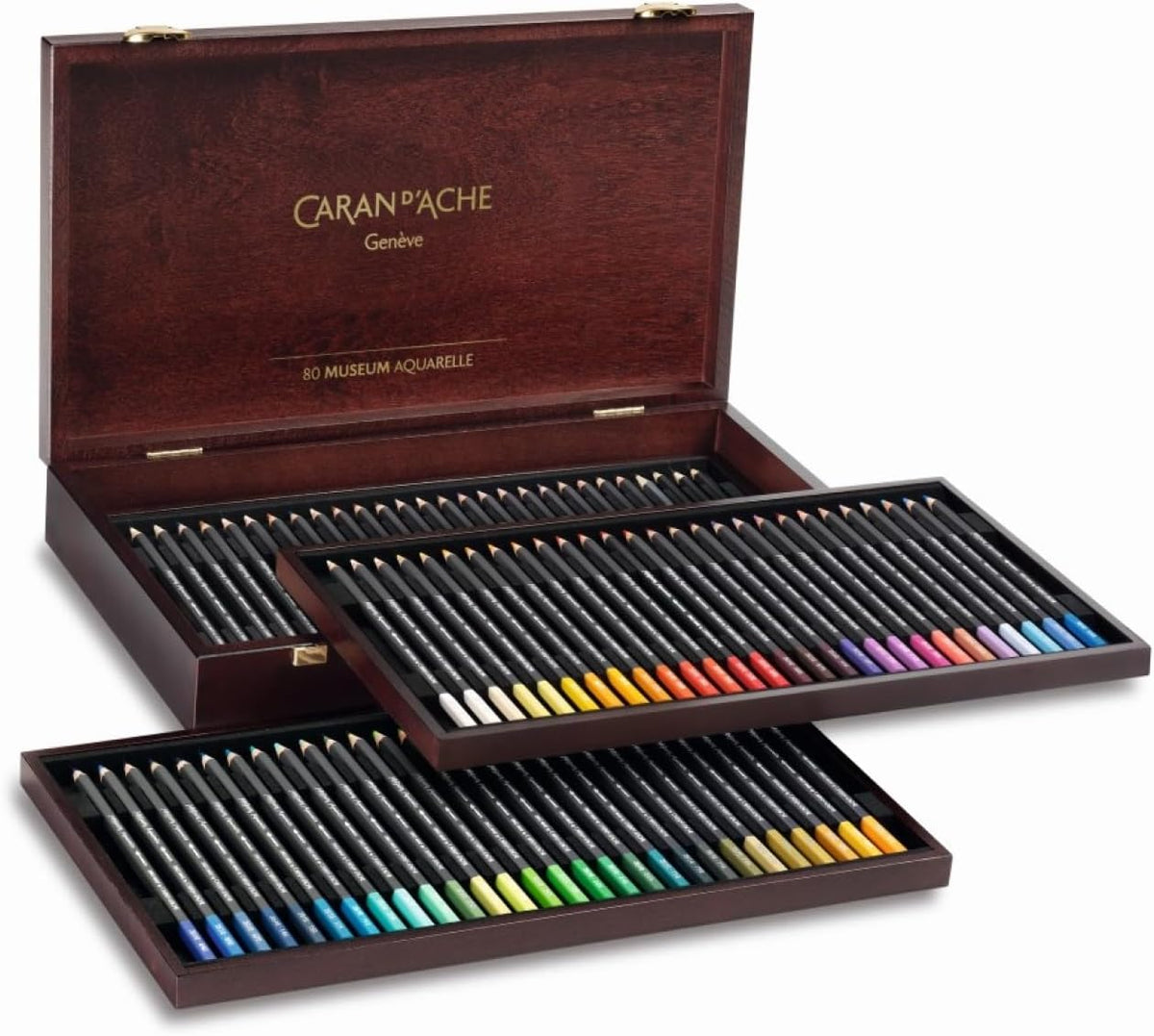 Caran D'ache Museum Aquarelle Watercolor Pencils - 72 Colors in a Wood Box (3510.476)