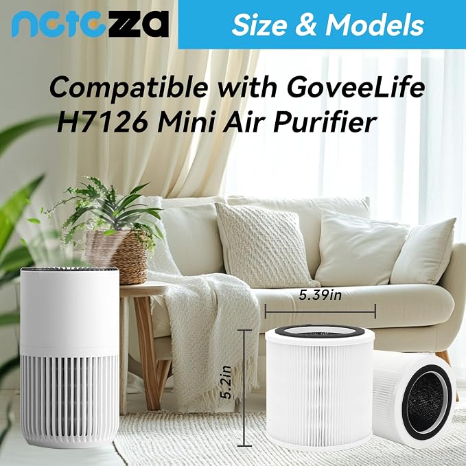 H7126 Filter Compatible with Govee H7126 Mini Air Purifier, Fit