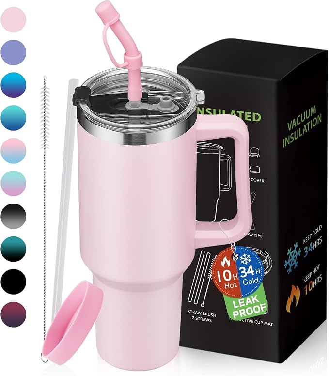 BENZZO Tumbler with Lid and Straw 40oz Stainless Steel Hydro Tumblers with