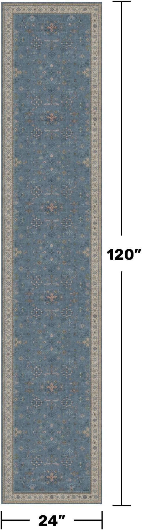 Hazo Haus Non Slip 10ft Long Hallway Runner Rug Blue