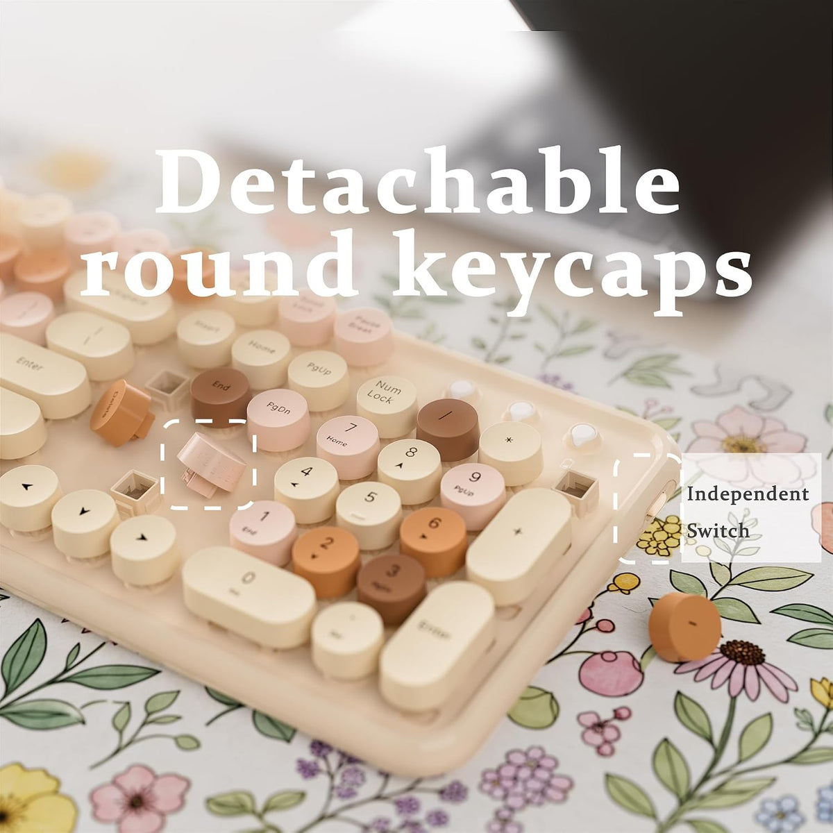 Colorful Wireless Bluetooth Keyboard (Milk-Tea Colorful)