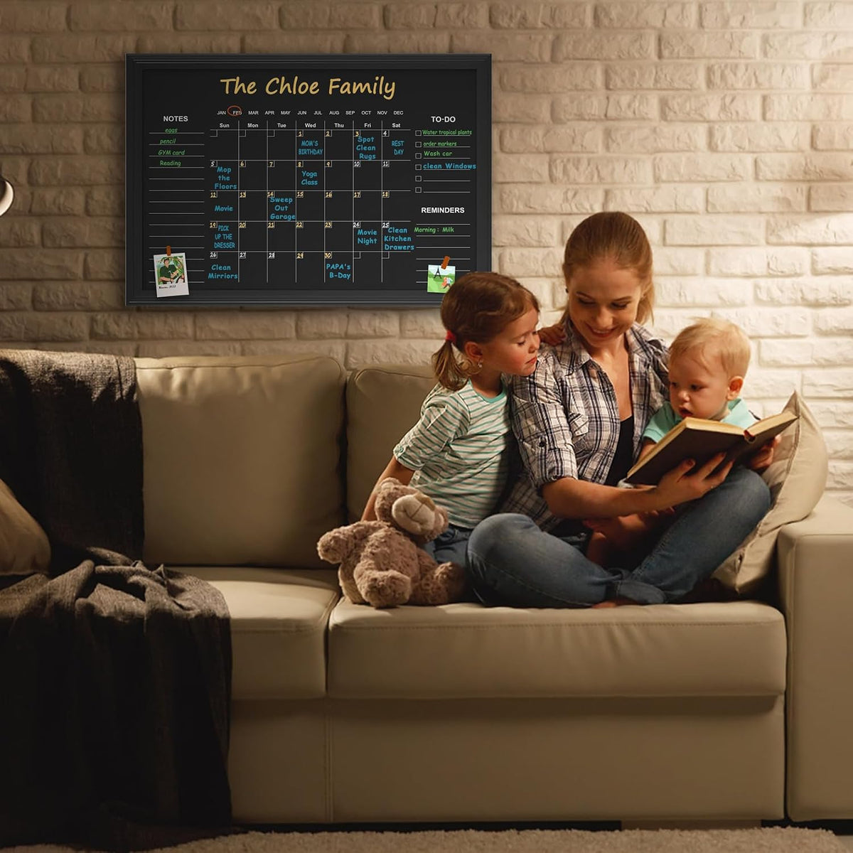Large Magnetic Chalkboard Calendar,17.7" × 23.6" Family Planner Chalk Board
