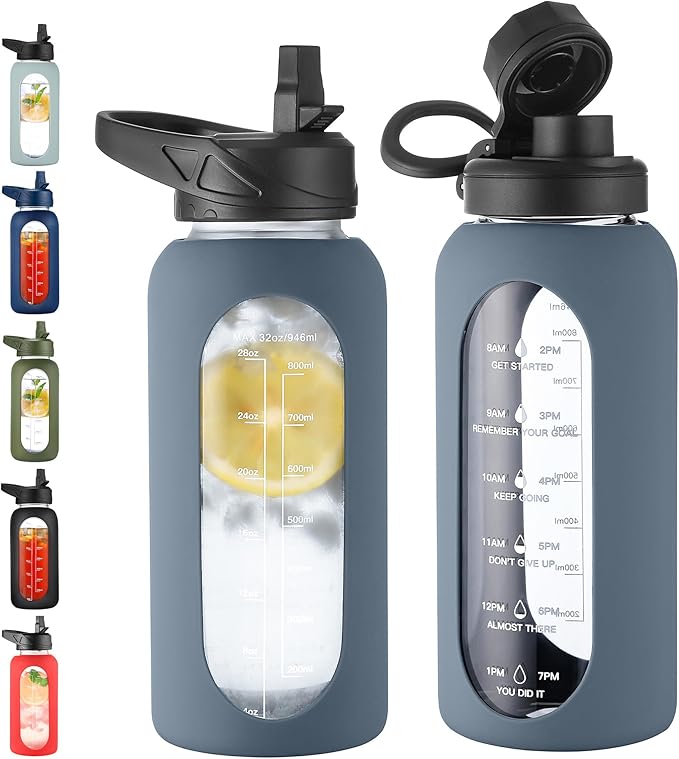 CIVAGO 32 oz Glass Water Bottle