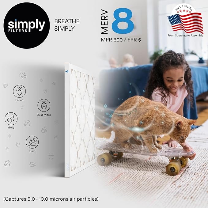 Simply 12x20x1 Air Filter, MERV 8, 6 Pack,