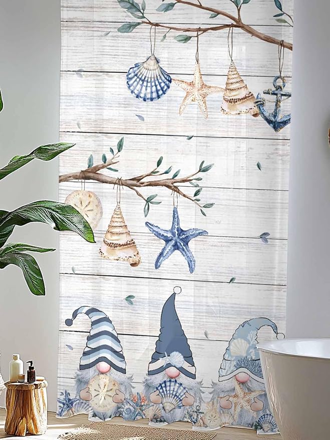 Sheer Curtains 96 Inches Long, Coastal Eucalyptus Semi Sheer Curtains Light