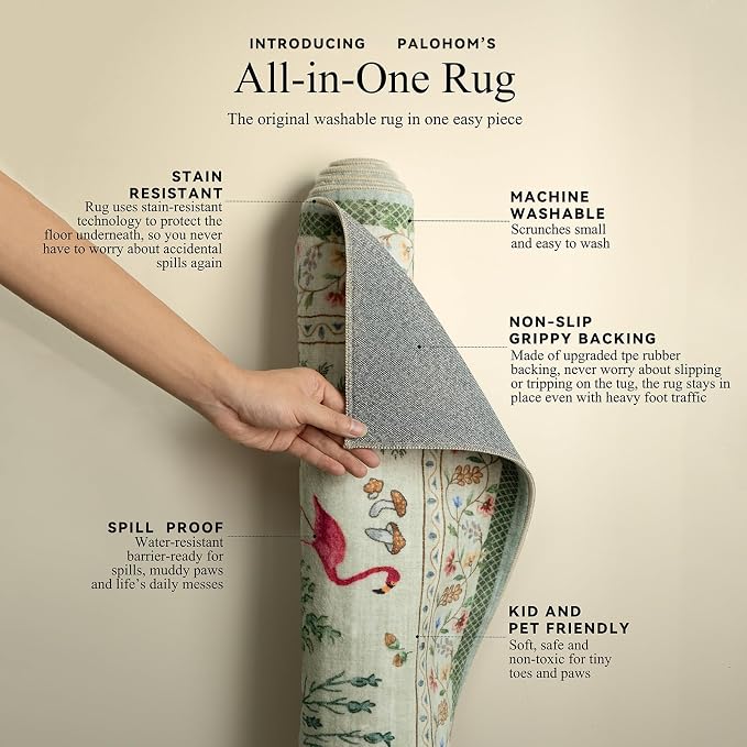 Machine Washable Kitchen Runner Rug: 2'x6' Hallway Rug Non Slip Low Pile Stain