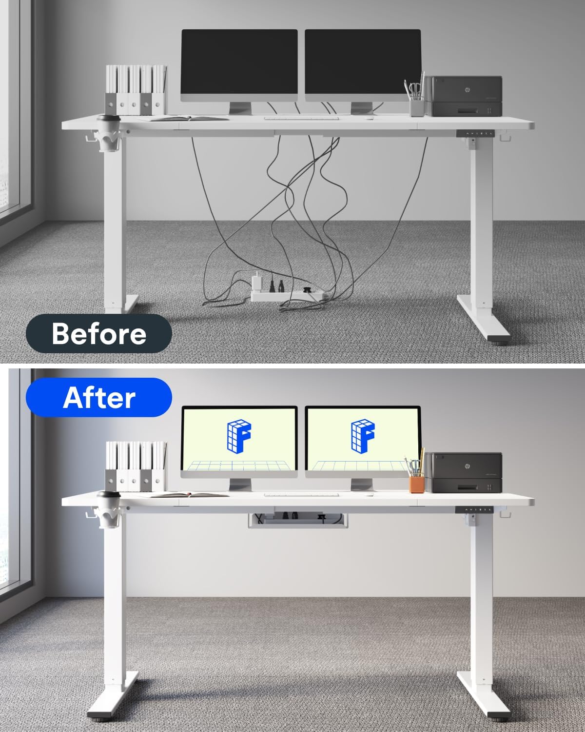 FLEXISPOT 63"x32" Height Adjustable Commercial Office Standing Desk