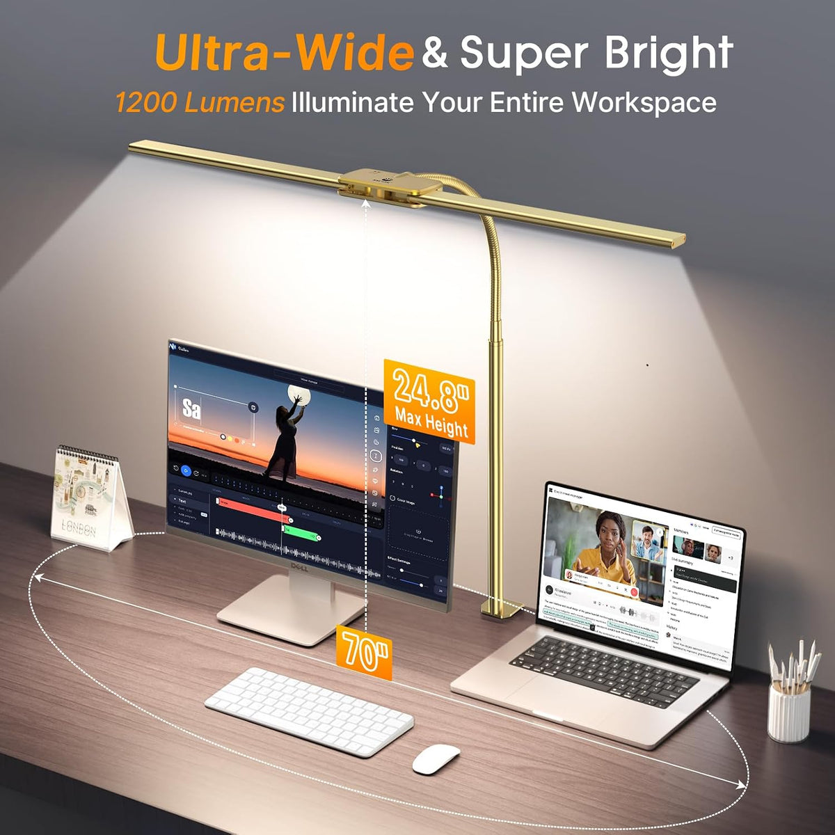 Syrinx LED Desk Lamp for Office Home, Dual Head Eye-Care Architect Lamp