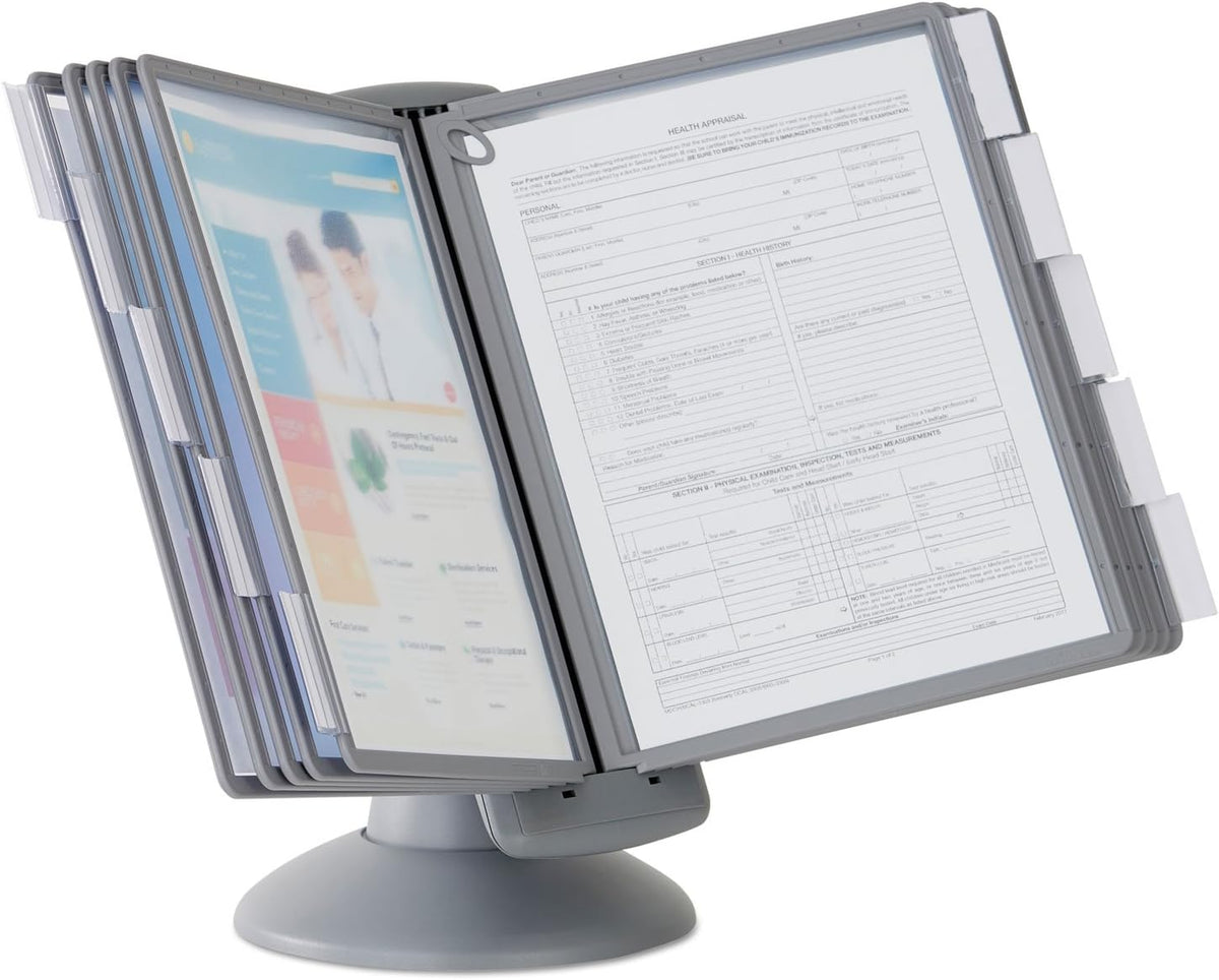 Durable Sherpa Desktop Reference System, 10 Panels, Gray