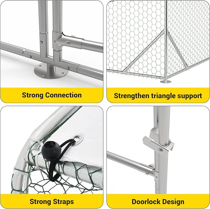 9.8X6.5x6.5FT, Large Walk in Chicken Run Pen Cage, Metal Coop Clearance