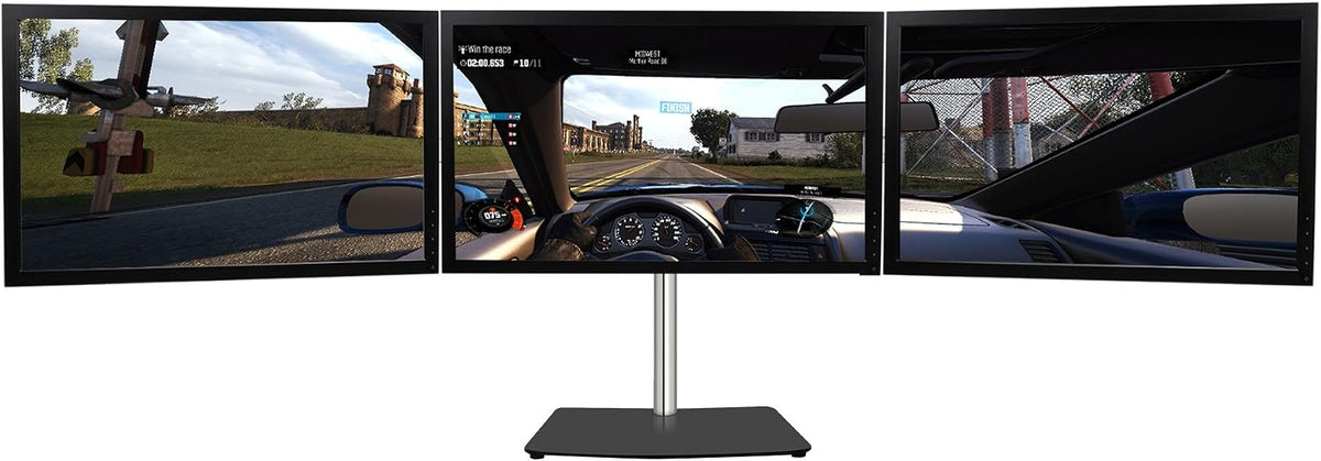 SIIG Premium Aluminum Triple Monitor Stand - 3 Monitors 13" to 27" Up To 17.6 lbs VESA 75 and 100 (CE-MT2111-S1)