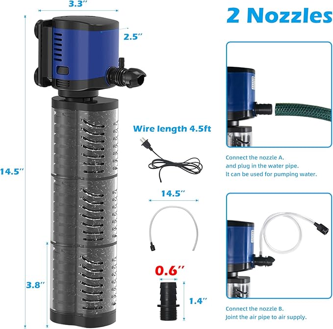 TARARIUM Fish Tank Filter Powerful 400GPH