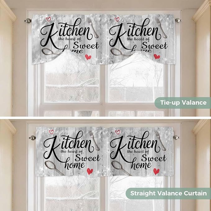 Kitchen Knife Fork Tie Up Valance Curtains