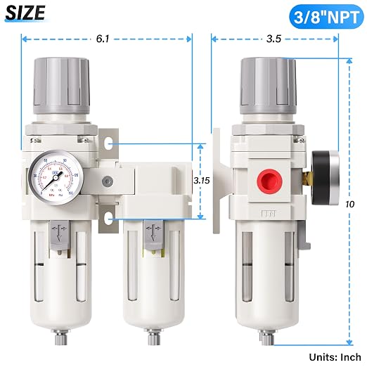 TAILONZ PNEUMATIC 0-150PSI 3/8 Inch NPT Particulate Filter+Coalescing Filter