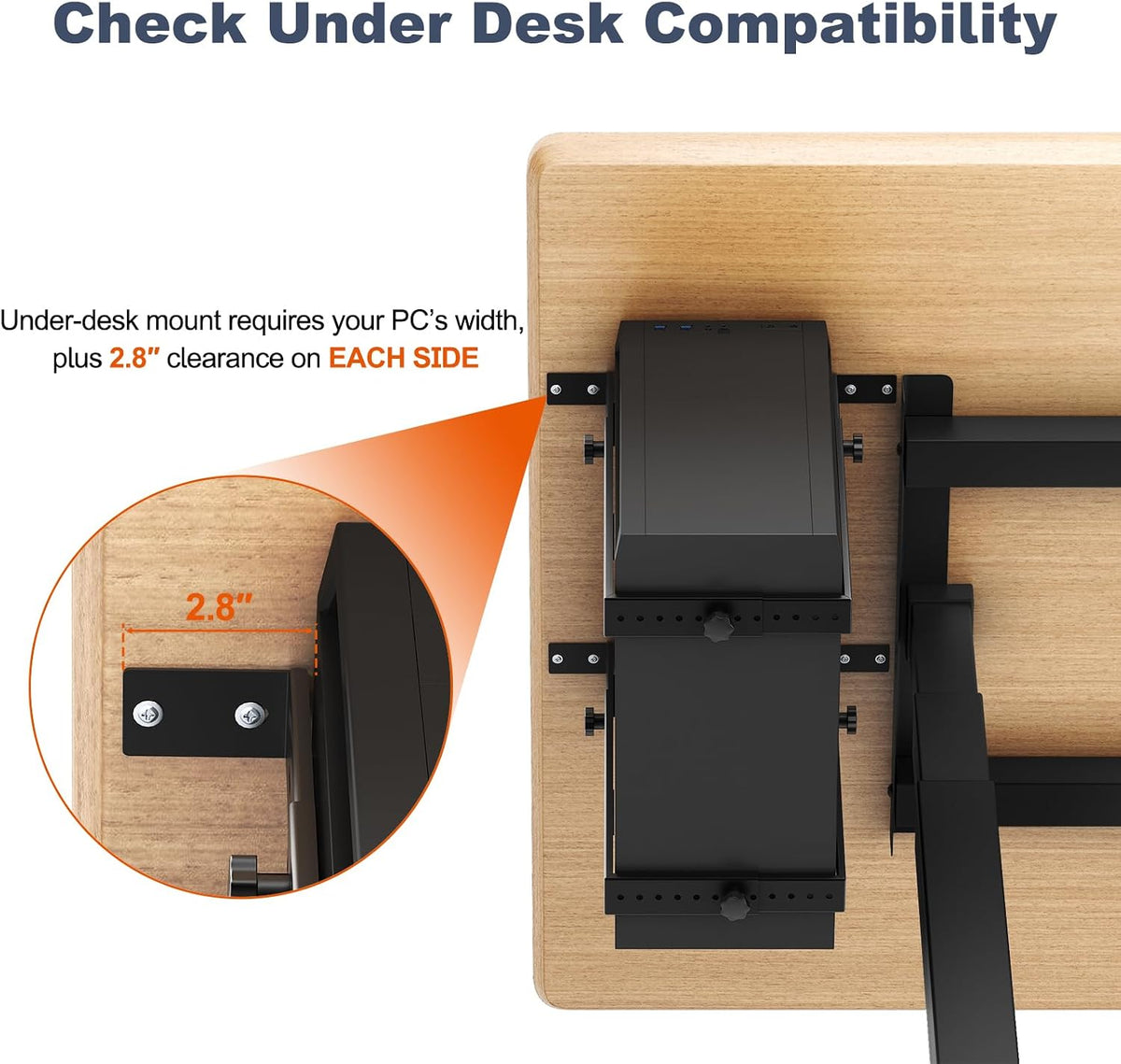 PUTORSEN Under Desk PC Mount for Mid/Mini-Tower Cases Black