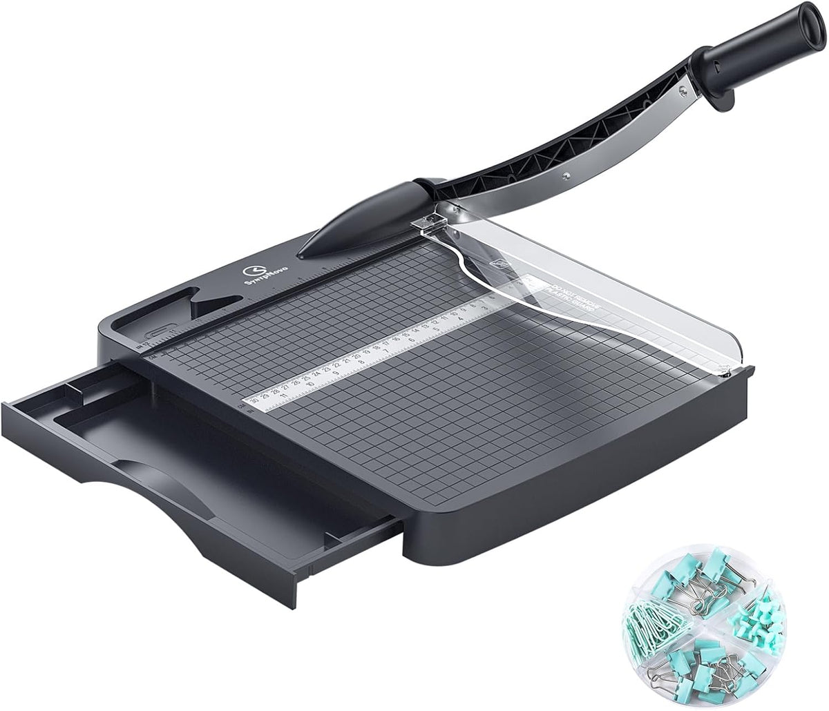12 Inch Heavy Duty Paper Cutter, 12-16 Sheets Capacity Guillotine Paper Cutter & Paper Trimmer, Paper Cutting Board for Classroom, Crafting, Cardstock Gray