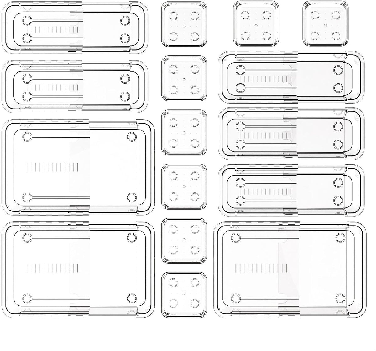 16 PCS Clear Drawer Organizer, Adjustable Drawer Storage Box, 3-Size Expandable Desk Drawer Organizer, Acrylic Storage Bins for Gadgets Storage, Kitchen Utensils, Cosmetics, and Bedroom Dressers