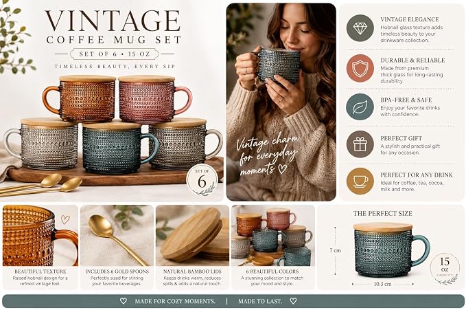 Khen Colors Glass Coffee Mugs Set