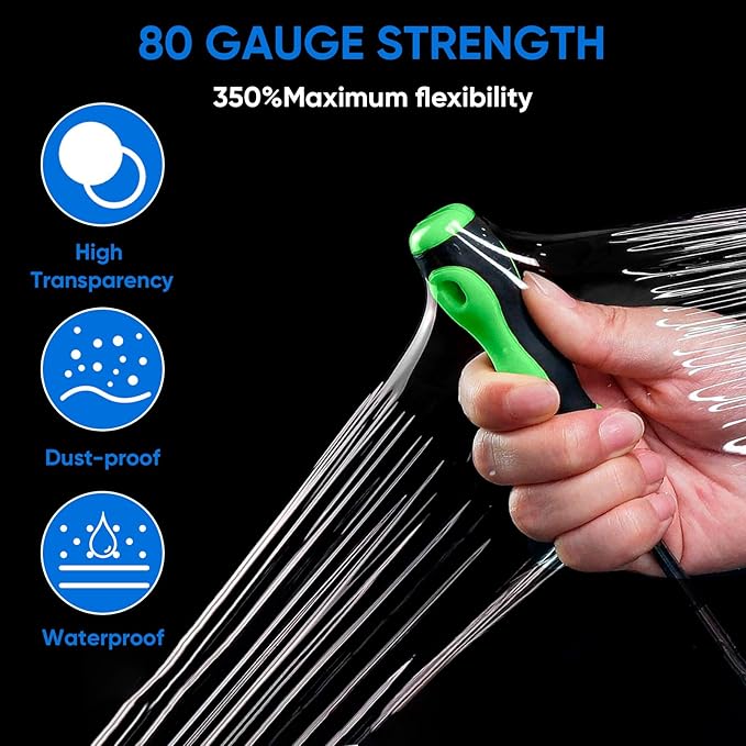 TICONN 2Pk Stretch Wrap Stretch Film Roll, 1000ft Industrial Strength 5 inch Wide Clear Plastic Wrap with Handles for Pallet Wrapping Shipping Moving