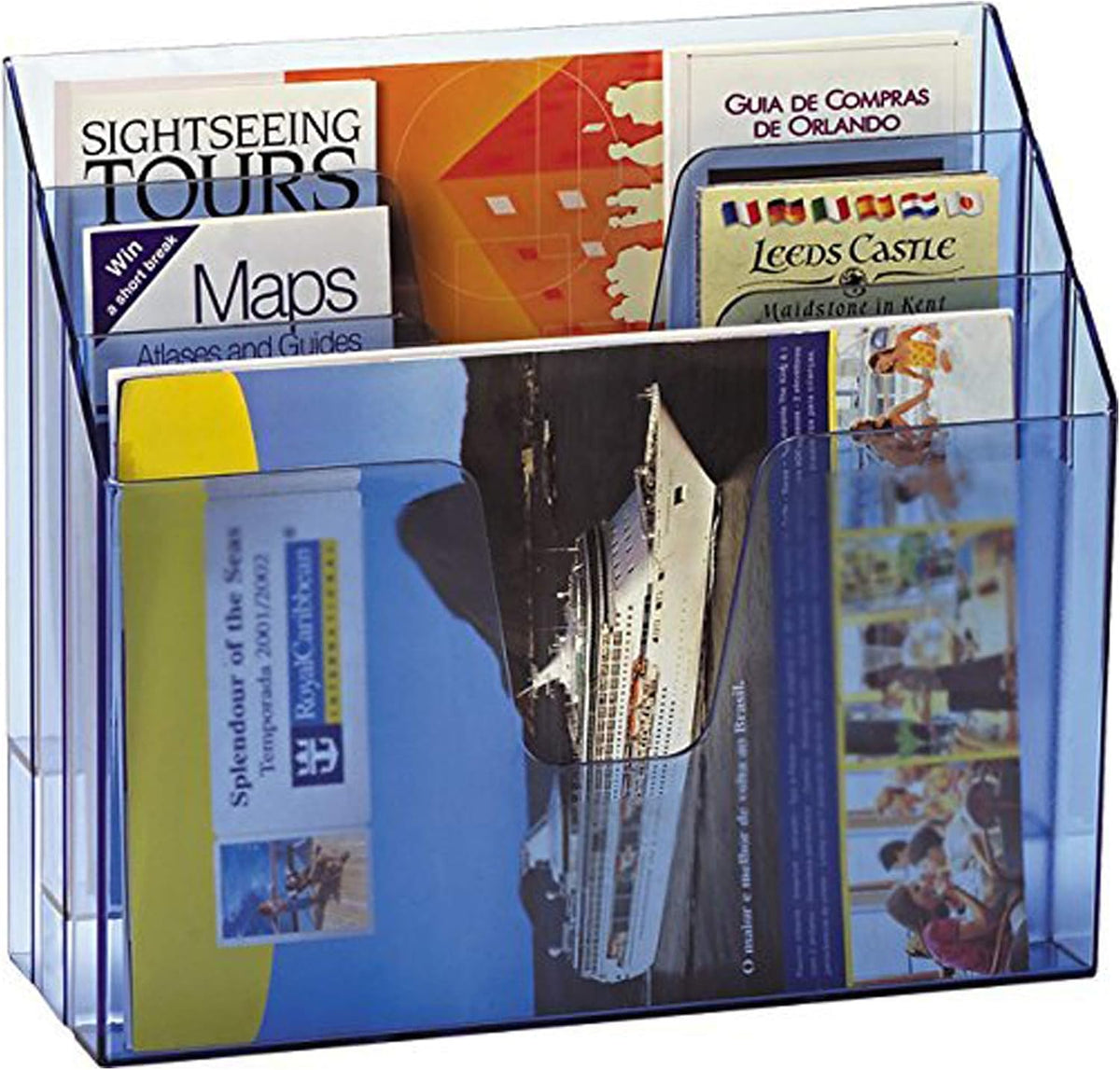 Acrimet Horizontal Triple File Folder Organizer Sorter, Letter, Clear Blue