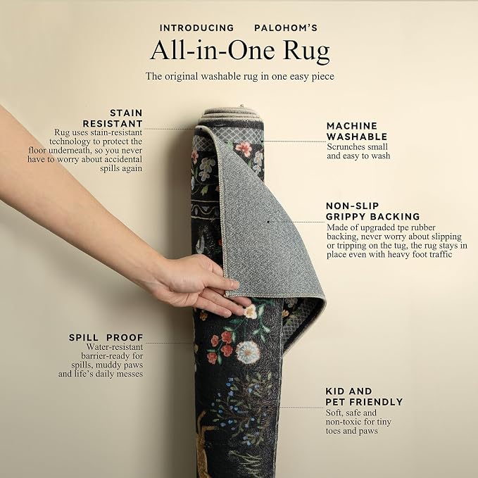 9x12 Area Rugs for Living Room: Washable Bedroom Rug Vintage Stain Resistant