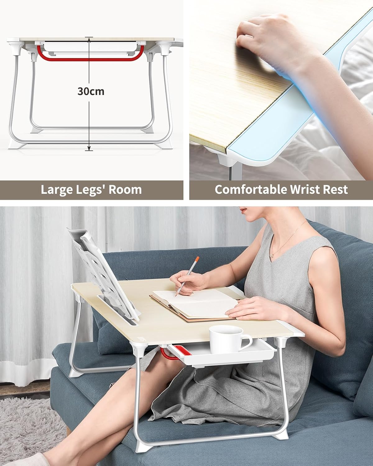SAIJI Folding Bed Desk for Laptop, Extra Large Folding Bed Tray Table