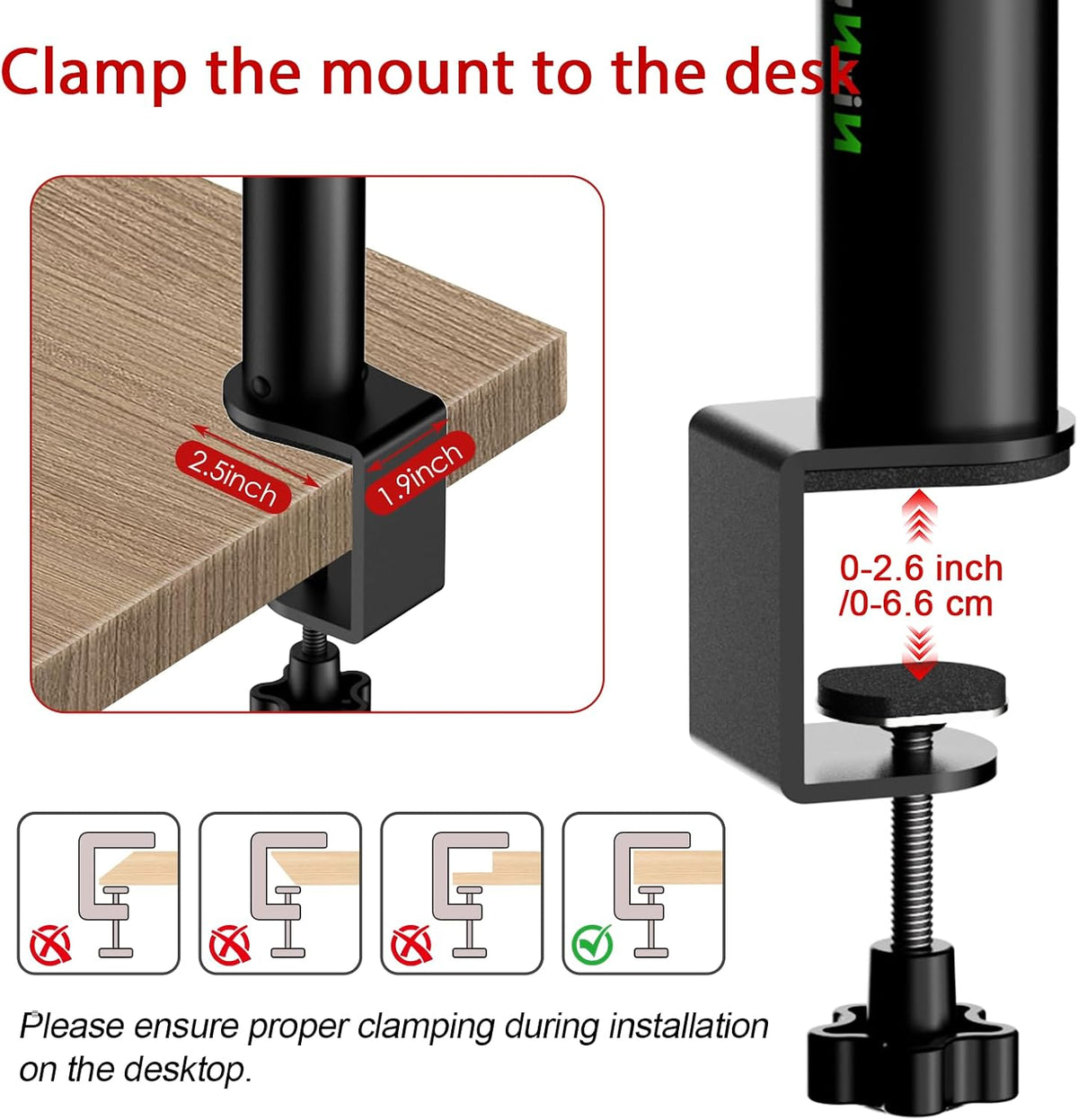 Studio Monitor Stands Tilt Clamp Desk Speaker Stand 10.4"-15.4"