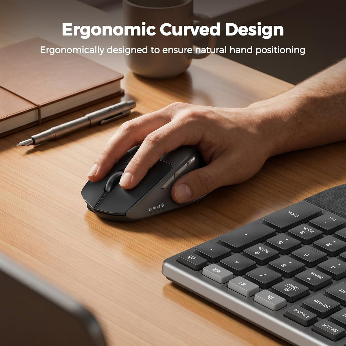 MEETION Ergonomic Keyboard and Mouse, Split Curved 2.4G/Bluetooth Keyboard