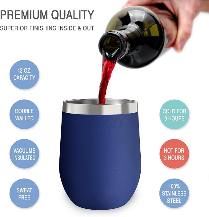 12 oz Stainless Steel Wine Tumblers 2 Pack