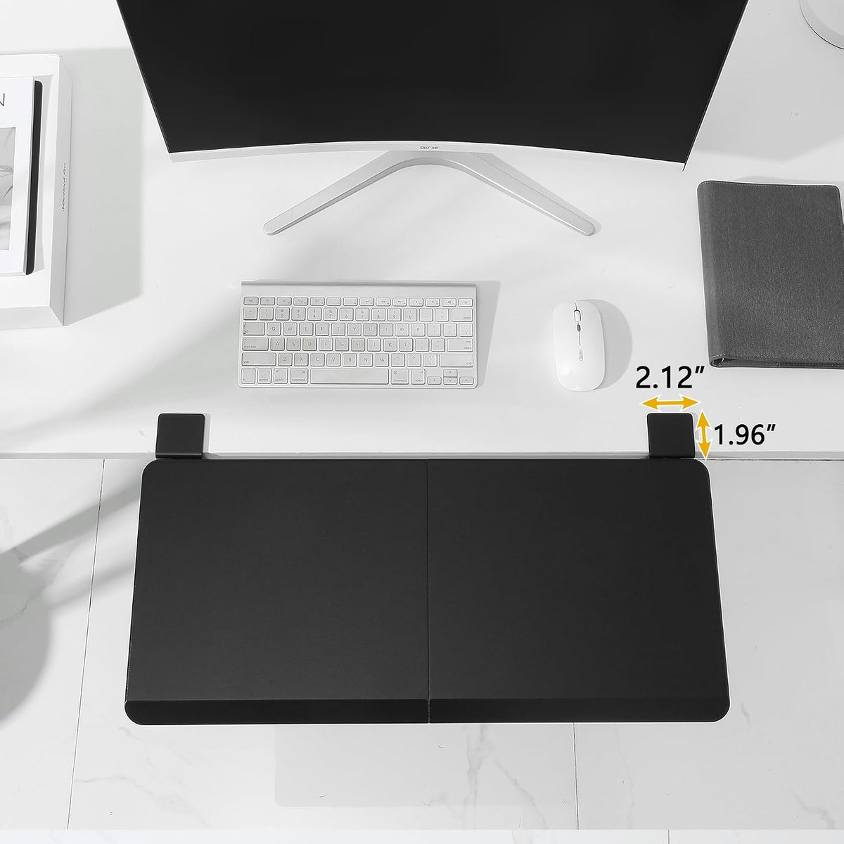 ETHU Foldable Desk Extender Tray with Clamp, 25.6x11.4", Black