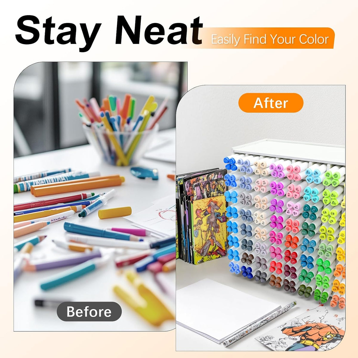 Marker Organizer for 256 Markers, Desktop Art Supply Storage Holder