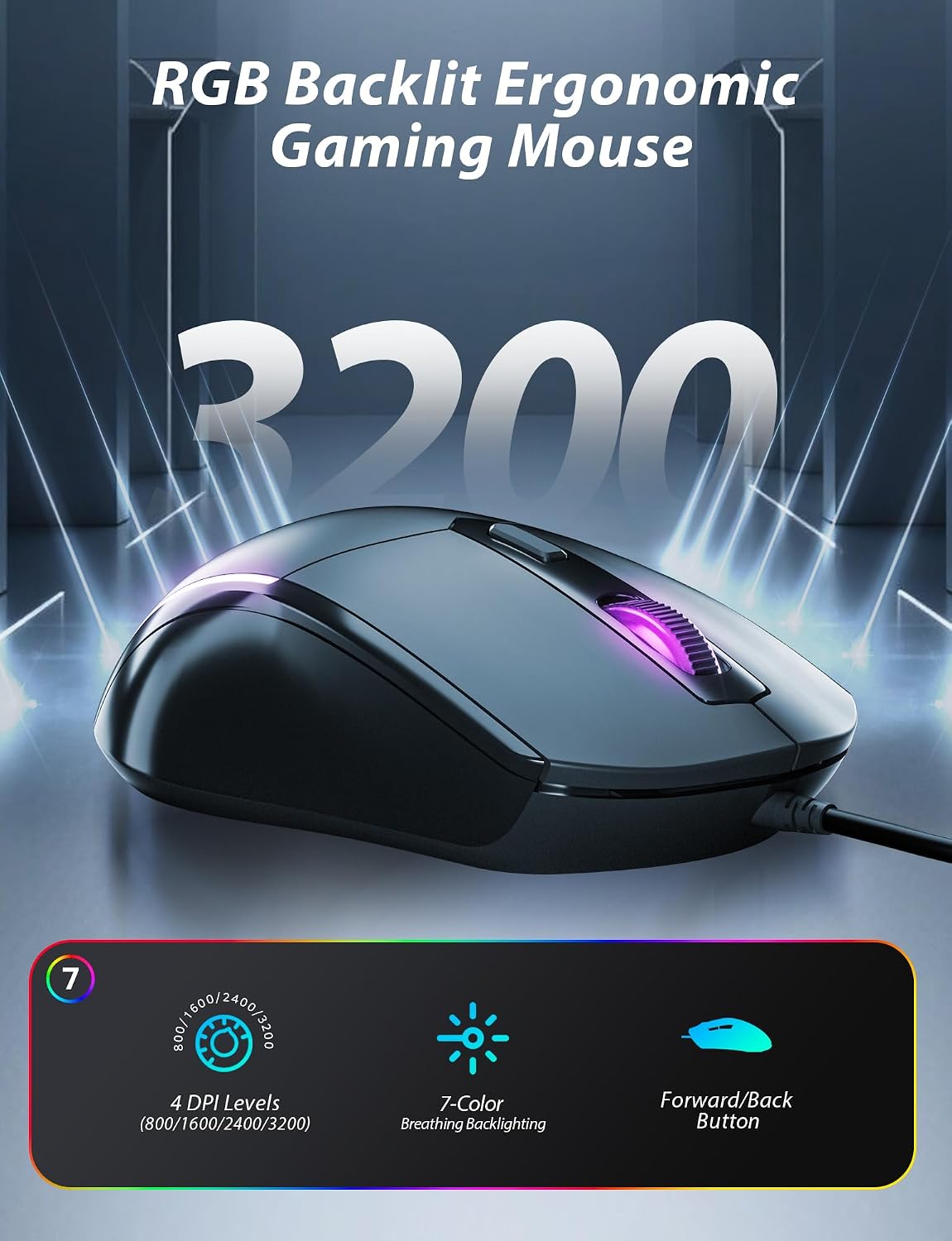 Mechanical Gaming Keyboard and Mouse, LED Backlit 98-Key Floating Keycap & 4 DPI RGB Gaming Mouse with Mouse Pad, Full Anti-Ghost Light Up Wired Computer Keyboards for MAC PC Gamer Accessories, Pink