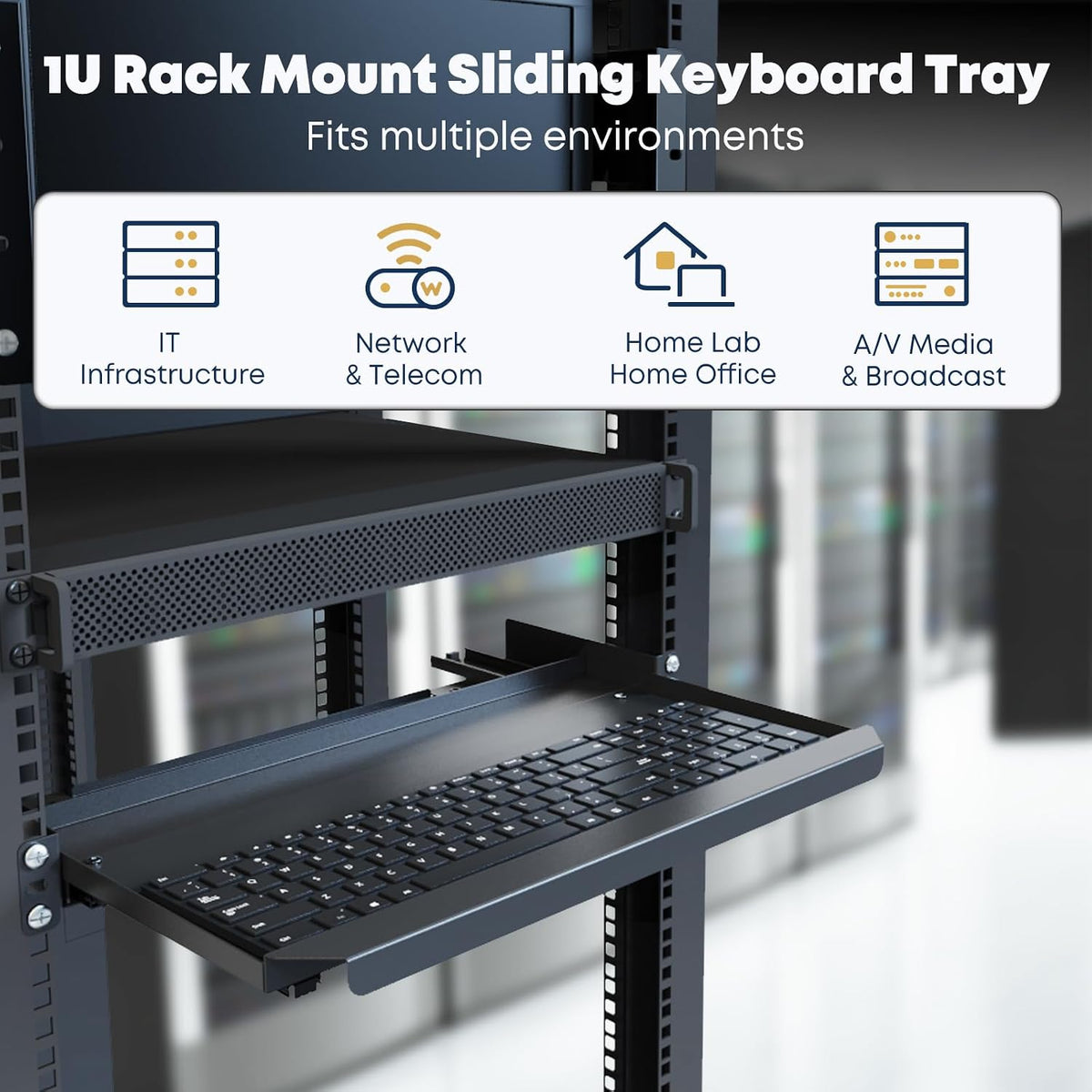 1U Rack Mount Keyboard Tray 9 1/4"-Deep