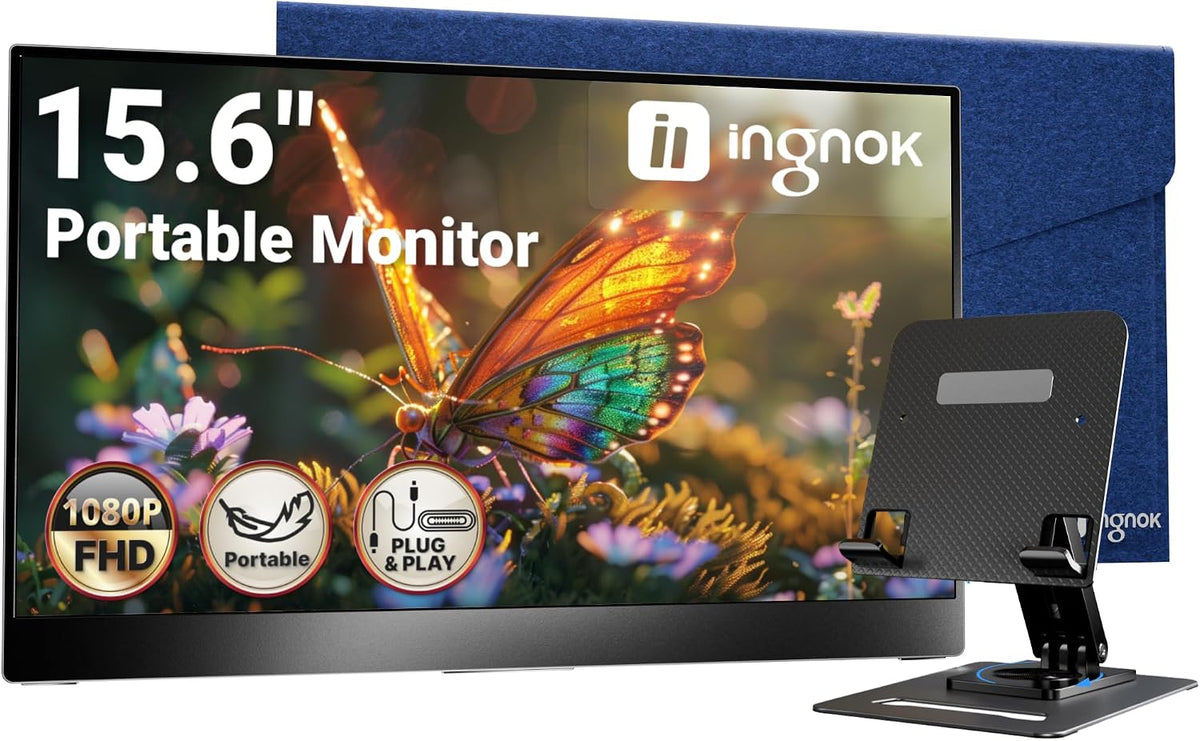 Ingnok Portable Monitor,15.6" FHD 1080P 60Hz Laptop Screen Extender