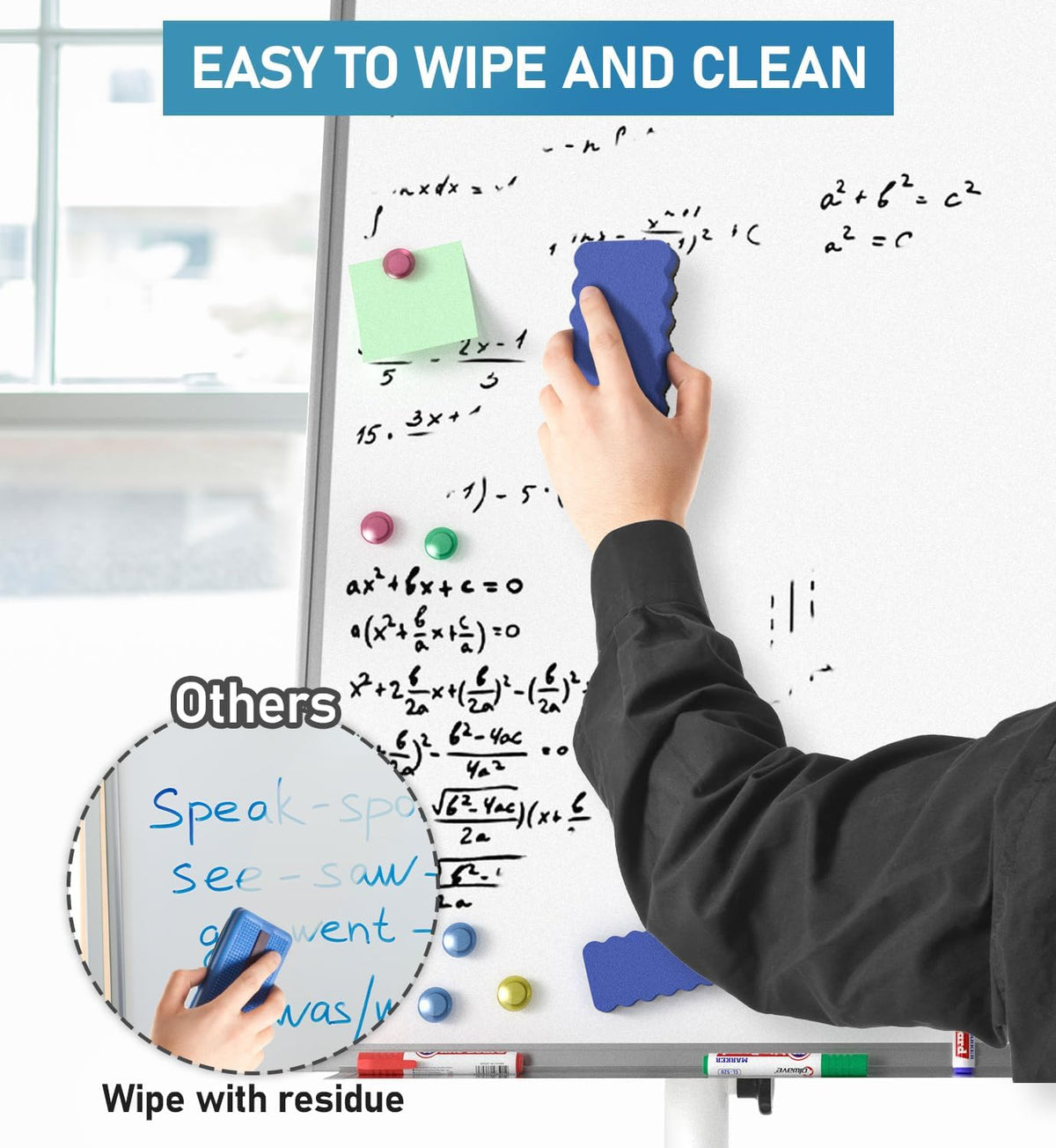 Nicpro Mobile Whiteboard 36"x 24" Magnetic Dry Erase Board, Height Standing